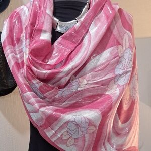 Pink Floral Lightweight Women's Scarf - Stylish Wrap